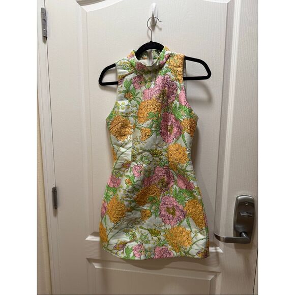ELLIATT Sunbeam Mini Dress In Green Floral Wedding Guest Cocktail size S  NWT - Picture 4 of 6